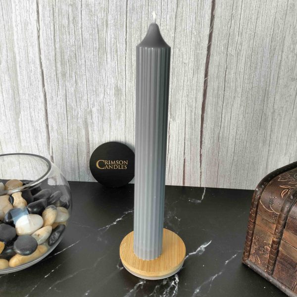 Grey Ribbed taper candles <br> 100 Pieces