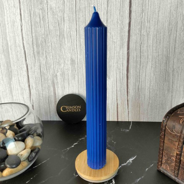 Navy Blue Ribbed taper candles <br> 25 Pieces