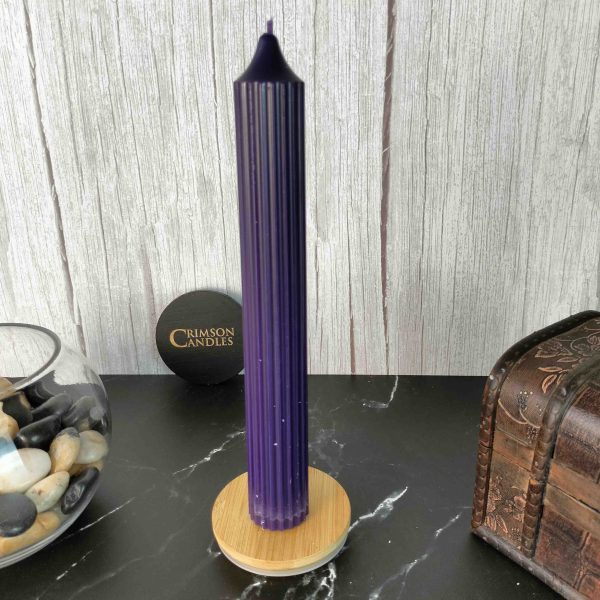 Violet Ribbed taper candles <br> 100 Pieces