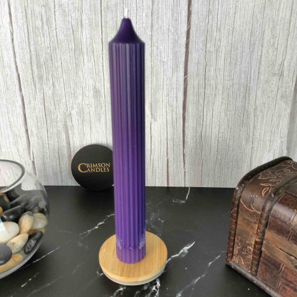 Purple Ribbed taper candles <br> 25 Pieces