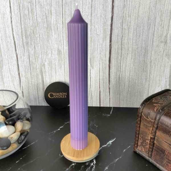 Lilac Ribbed taper candles <br> 100 Pieces