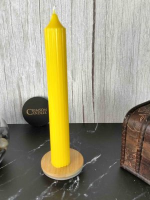 Yellow Ribbed taper candles <br> 25 Pieces