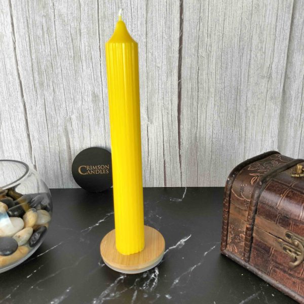 Yellow Ribbed taper candles <br> 100 Pieces