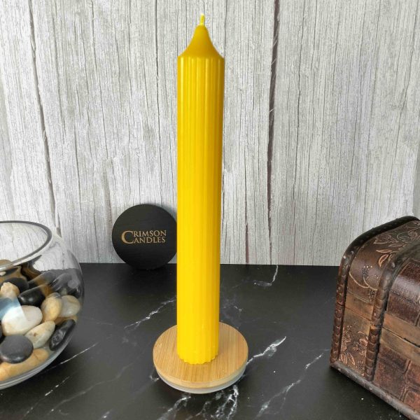 Mustard Yellow Ribbed taper candles <br> 10 Pieces