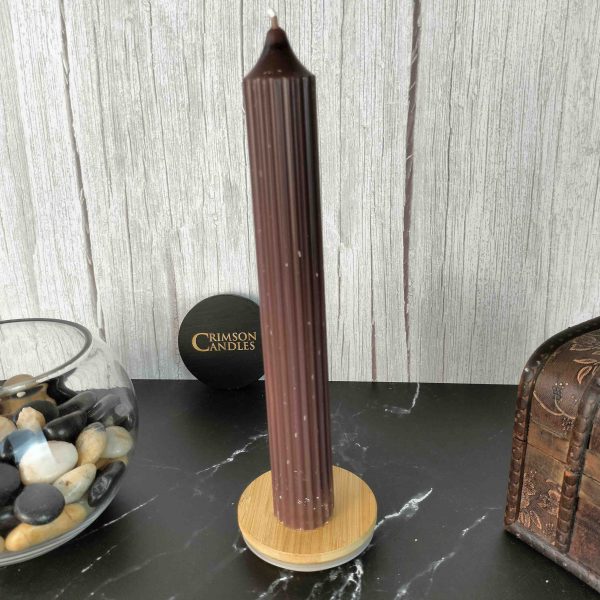 Chocolate Brown Ribbed taper candles <br> 100 Pieces