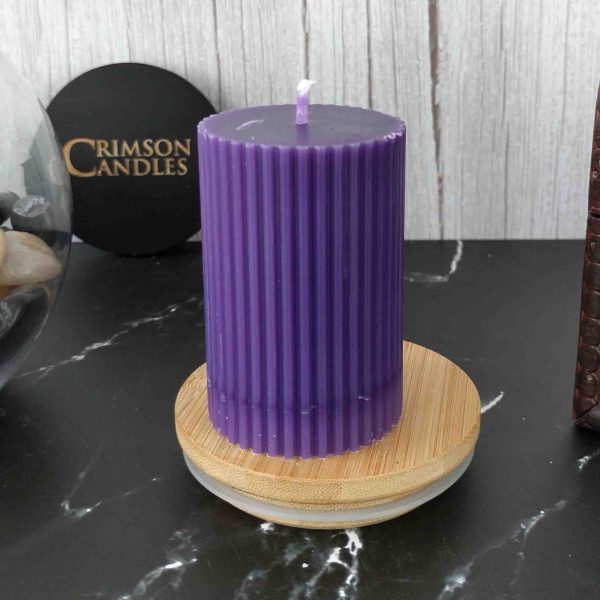 Purple Ribbed Pillar Candles <br>6.5cm (H) by 4.5cm (D) <br>100 Pieces