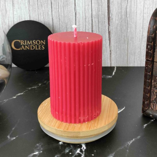 oplus_32 Red Ribbed Pillar Candles <br>6.5cm (H) by 4.5cm (D) <br>10 Pieces