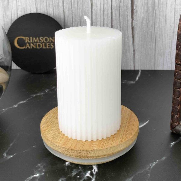 oplus_32 White Ribbed Pillar Candles <br>6.5cm (H) by 4.5cm (D) <br>100 Pieces