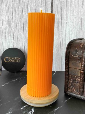 Burnt Orange  Ribbed Pillar Candles <br>14cm (H) by 4.5cm (D) <br>10 Pieces