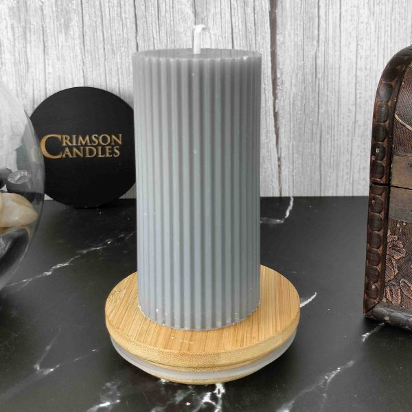 oplus_32 Grey Ribbed Pillar Candles <br>9.5cm (H) by 4.5cm (D) <br>25 Pieces