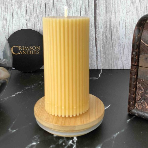 Ivory Ribbed Pillar Candles <br>9.5cm (H) by 4.5cm (D) <br>25 Pieces