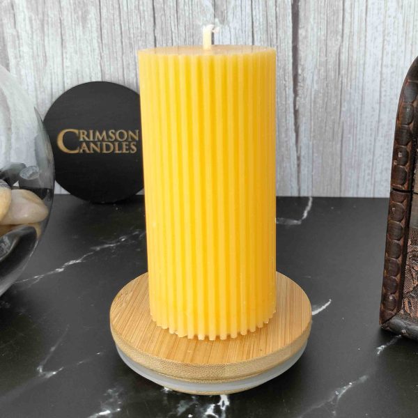 Light Orange Ribbed Pillar Candles <br>9.5cm (H) by 4.5cm (D) <br>25 Pieces