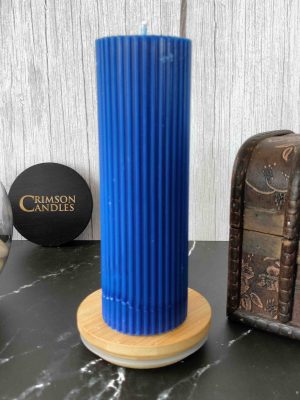 Navy Blue Ribbed Pillar Candles <br>14cm (H) by 4.5cm (D) <br>10 Pieces
