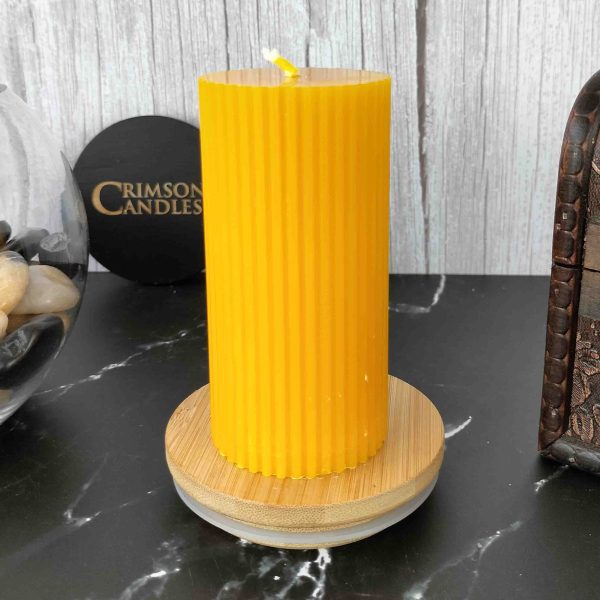 Orange Ribbed Pillar Candles <br>9.5cm (H) by 4.5cm (D) <br>25 Pieces