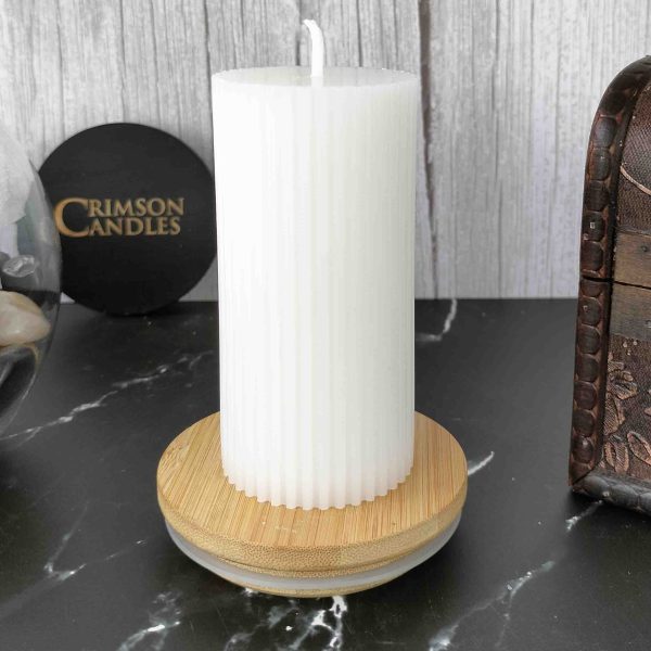 White Ribbed Pillar Candles <br>9.5cm (H) by 4.5cm (D) <br>25 Pieces