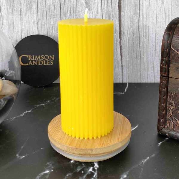 oplus_32 Yellow Ribbed Pillar Candles <br>9.5cm (H) by 4.5cm (D) <br>25 Pieces