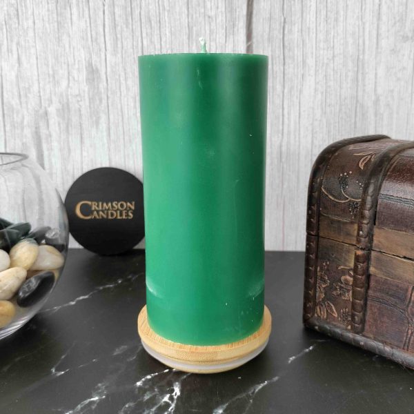 Jungle Green Smooth Pillar Candles<br>14cm (H) by 7cm (D) <br>25 Pieces