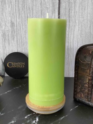 Lime Green Smooth Pillar Candles<br>14cm (H) by 7cm (D) <br>10 Pieces