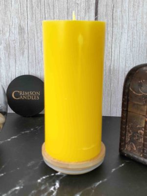 Yellow Smooth Pillar Candles<br>14cm (H) by 7cm (D) <br>10 Pieces