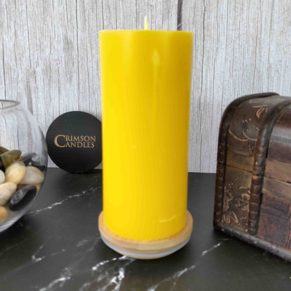 Yellow Smooth Pillar Candles<br>14cm (H) by 7cm (D) <br>10 Pieces