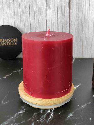 Burgundy Smooth Pillar Candles<br>6.5cm (H) by 7cm (D) <br>10 Pieces