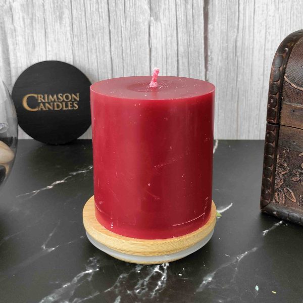 Burgundy Smooth Pillar Candles<br>6.5cm (H) by 7cm (D) <br>10 Pieces