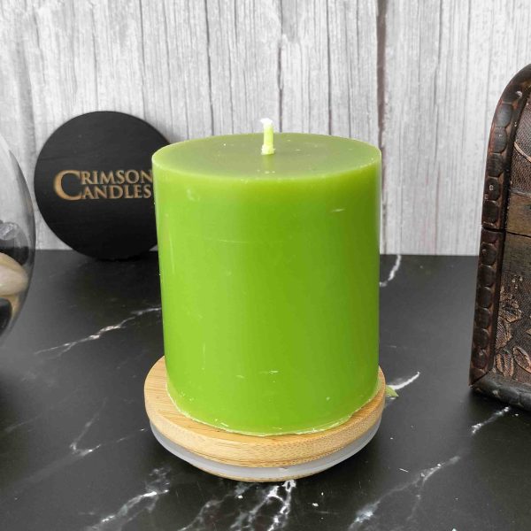 Green Smooth Pillar Candles<br>6.5cm (H) by 7cm (D) <br>10 Pieces