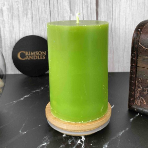 Green Smooth Pillar Candles<br>9.5cm (H) by 7cm (D) <br>25 Pieces