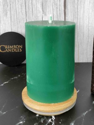 Jungle Green Smooth Pillar Candles<br>9.5cm (H) by 7cm (D) <br>100 Pieces
