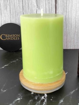 Lime Green Smooth Pillar Candles<br>9.5cm (H) by 7cm (D) <br>10 Pieces