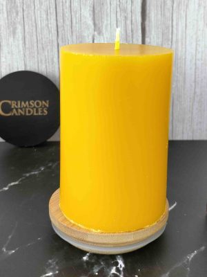 Mustard Yellow Smooth Pillar Candles<br>9.5cm (H) by 7cm (D) <br>100 Pieces