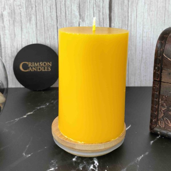 Mustard Yellow Smooth Pillar Candles<br>9.5cm (H) by 7cm (D) <br>100 Pieces
