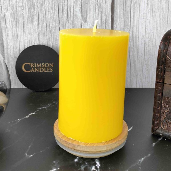 Yellow Smooth Pillar Candles<br>9.5cm (H) by 7cm (D) <br>100 Pieces